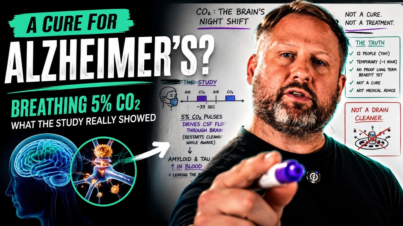 Steven Scott at the whiteboard, asking whether breathing 5% carbon dioxide is a cure for Alzheimer's