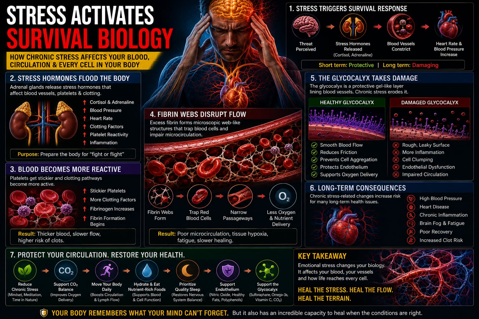 Illustration — the fight-or-flight stress response in the body