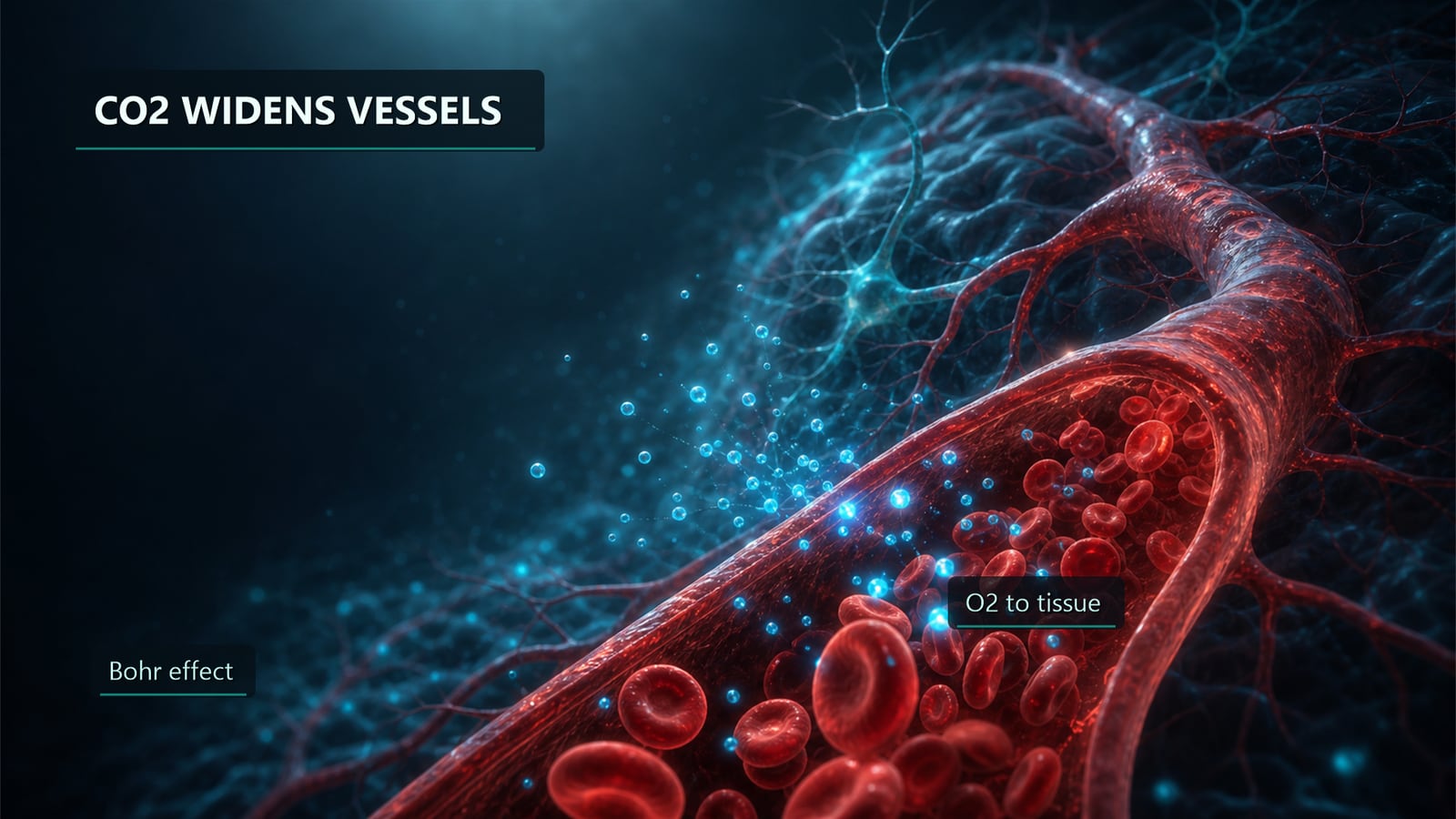 Illustration — CO2 regulating blood flow in the brain