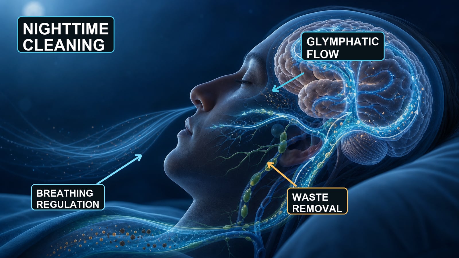 Illustration — the brain's nightly cleaning cycle