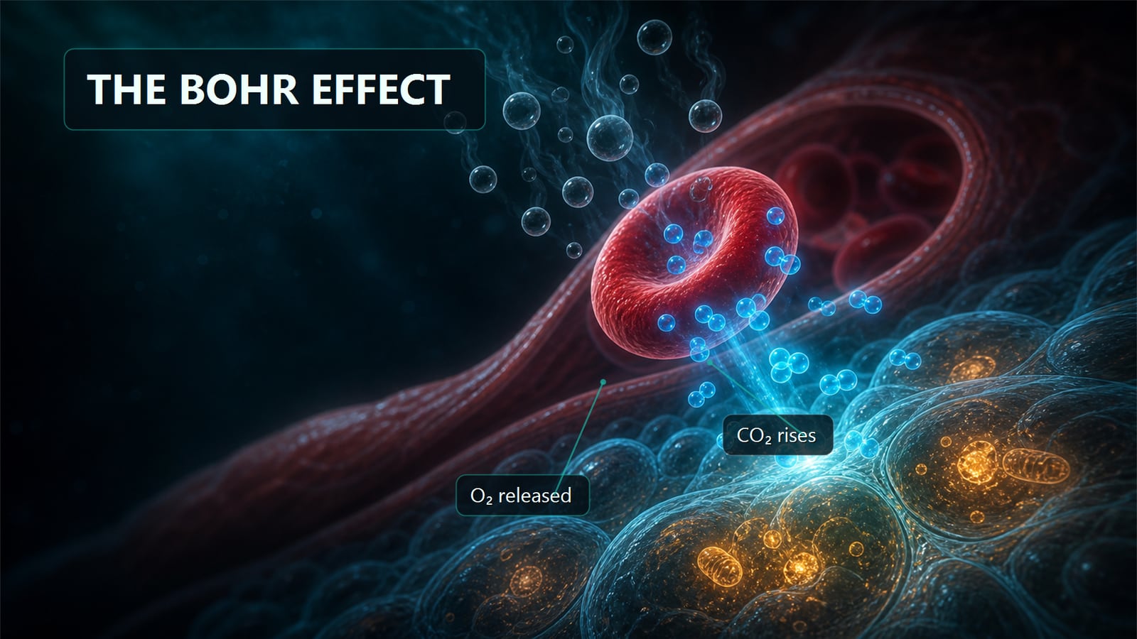 Illustration — the Bohr effect and how CO2 releases oxygen